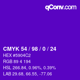 カラーコード: CMYK 54 / 98 / 0 / 24 | qconv.com
