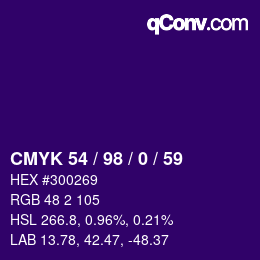 Color code: CMYK 54 / 98 / 0 / 59 | qconv.com