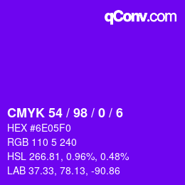 颜色代码: CMYK 54 / 98 / 0 / 6 | qconv.com