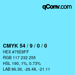 Color code: CMYK 54 / 9 / 0 / 0 | qconv.com