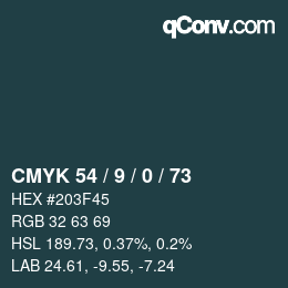 カラーコード: CMYK 54 / 9 / 0 / 73 | qconv.com
