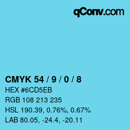 カラーコード: CMYK 54 / 9 / 0 / 8 | qconv.com