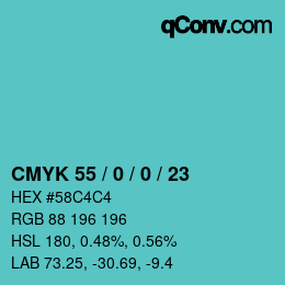Color code: CMYK 55 / 0 / 0 / 23 | qconv.com
