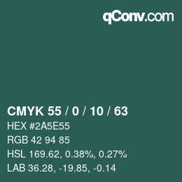 Código de color: CMYK 55 / 0 / 10 / 63 | qconv.com