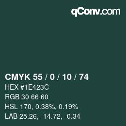 Código de color: CMYK 55 / 0 / 10 / 74 | qconv.com