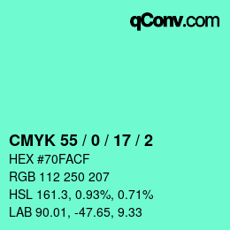 Color code: CMYK 55 / 0 / 17 / 2 | qconv.com