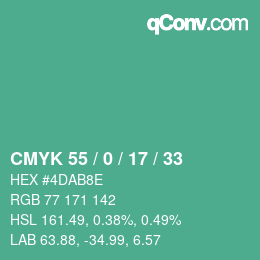Código de color: CMYK 55 / 0 / 17 / 33 | qconv.com