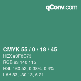 Código de color: CMYK 55 / 0 / 18 / 45 | qconv.com