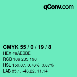 Color code: CMYK 55 / 0 / 19 / 8 | qconv.com