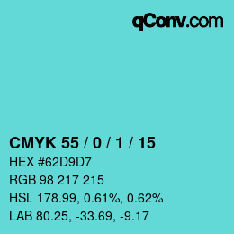 Color code: CMYK 55 / 0 / 1 / 15 | qconv.com