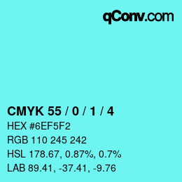 カラーコード: CMYK 55 / 0 / 1 / 4 | qconv.com