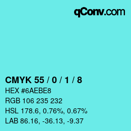 カラーコード: CMYK 55 / 0 / 1 / 8 | qconv.com