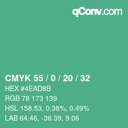 Color code: CMYK 55 / 0 / 20 / 32 | qconv.com