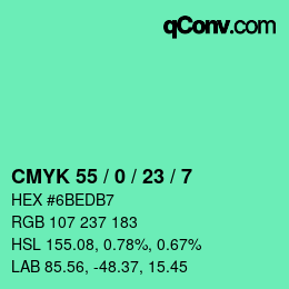 Color code: CMYK 55 / 0 / 23 / 7 | qconv.com