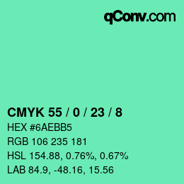 Farbcode: CMYK 55 / 0 / 23 / 8 | qconv.com