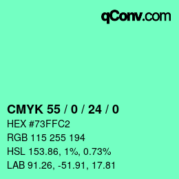 Color code: CMYK 55 / 0 / 24 / 0 | qconv.com