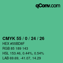 Color code: CMYK 55 / 0 / 24 / 26 | qconv.com