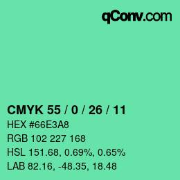 カラーコード: CMYK 55 / 0 / 26 / 11 | qconv.com