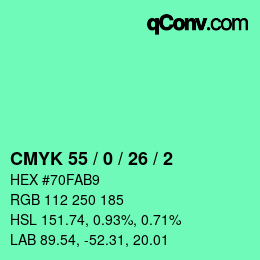 Color code: CMYK 55 / 0 / 26 / 2 | qconv.com