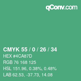 Código de color: CMYK 55 / 0 / 26 / 34 | qconv.com