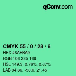 Color code: CMYK 55 / 0 / 28 / 8 | qconv.com