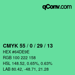 Color code: CMYK 55 / 0 / 29 / 13 | qconv.com