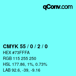 Farbcode: CMYK 55 / 0 / 2 / 0 | qconv.com