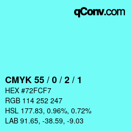 Color code: CMYK 55 / 0 / 2 / 1 | qconv.com