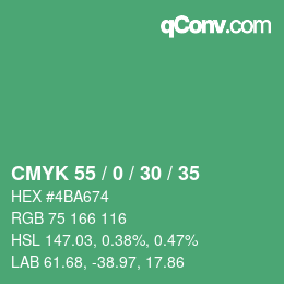 カラーコード: CMYK 55 / 0 / 30 / 35 | qconv.com