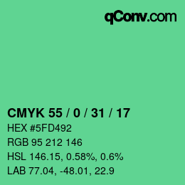 Color code: CMYK 55 / 0 / 31 / 17 | qconv.com