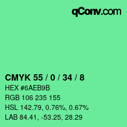 カラーコード: CMYK 55 / 0 / 34 / 8 | qconv.com