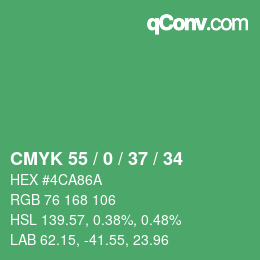 颜色代码: CMYK 55 / 0 / 37 / 34 | qconv.com