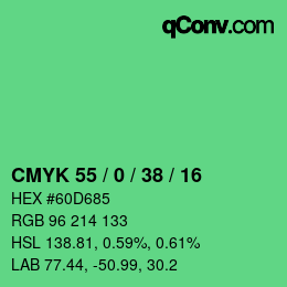 Color code: CMYK 55 / 0 / 38 / 16 | qconv.com