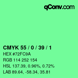 Farbcode: CMYK 55 / 0 / 39 / 1 | qconv.com