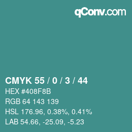 Color code: CMYK 55 / 0 / 3 / 44 | qconv.com