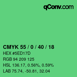 Farbcode: CMYK 55 / 0 / 40 / 18 | qconv.com