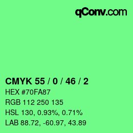 Farbcode: CMYK 55 / 0 / 46 / 2 | qconv.com