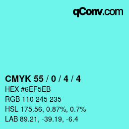 颜色代码: CMYK 55 / 0 / 4 / 4 | qconv.com