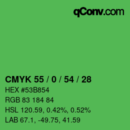 Color code: CMYK 55 / 0 / 54 / 28 | qconv.com