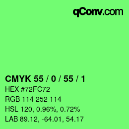 颜色代码: CMYK 55 / 0 / 55 / 1 | qconv.com