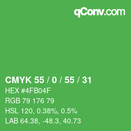 Color code: CMYK 55 / 0 / 55 / 31 | qconv.com