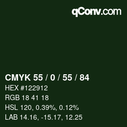 Farbcode: CMYK 55 / 0 / 55 / 84 | qconv.com