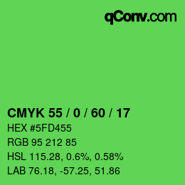 Color code: CMYK 55 / 0 / 60 / 17 | qconv.com