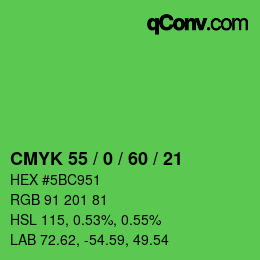 Color code: CMYK 55 / 0 / 60 / 21 | qconv.com