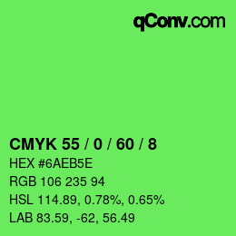 Color code: CMYK 55 / 0 / 60 / 8 | qconv.com