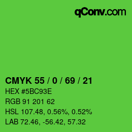 カラーコード: CMYK 55 / 0 / 69 / 21 | qconv.com
