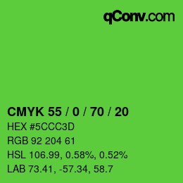 Color code: CMYK 55 / 0 / 70 / 20 | qconv.com