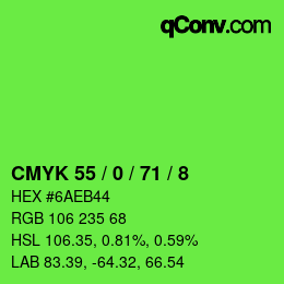 Color code: CMYK 55 / 0 / 71 / 8 | qconv.com