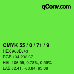 Color code: CMYK 55 / 0 / 71 / 9 | qconv.com