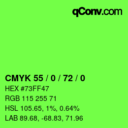 颜色代码: CMYK 55 / 0 / 72 / 0 | qconv.com